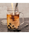 Bubble tea drinking jar with lid straw and cleaning brush