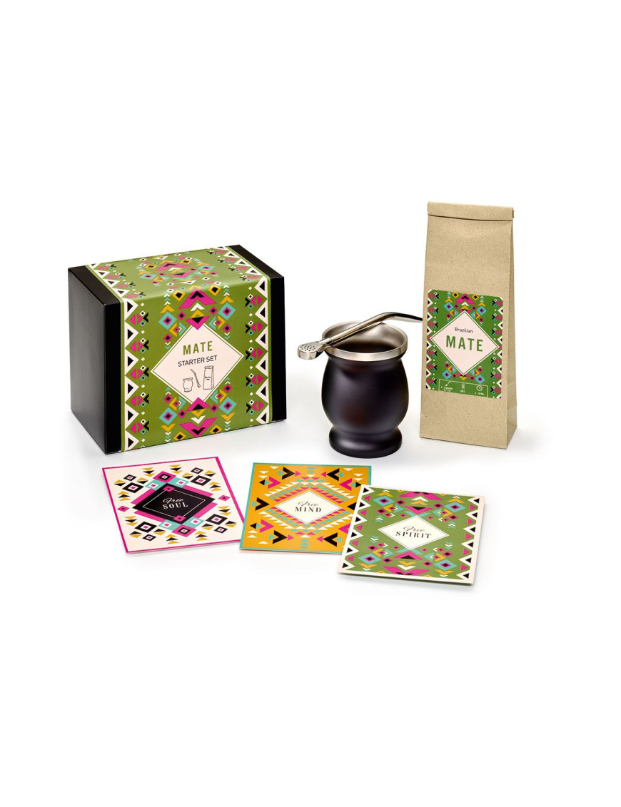 Mate Starter Set Gift Box – Stainless Steel Cup, Bombilla & Brazilian Yerba Mate Tea