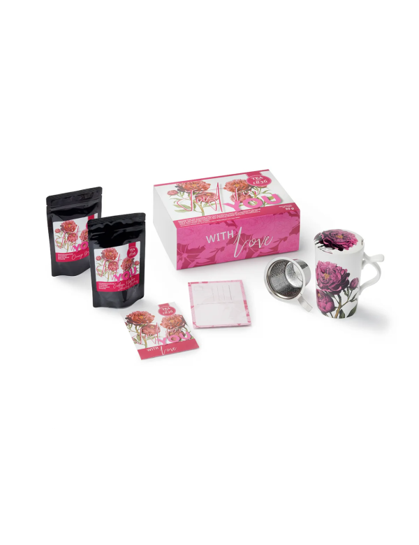 Just for You gift set – two fruity teas, Peonia bone china mug and greeting card