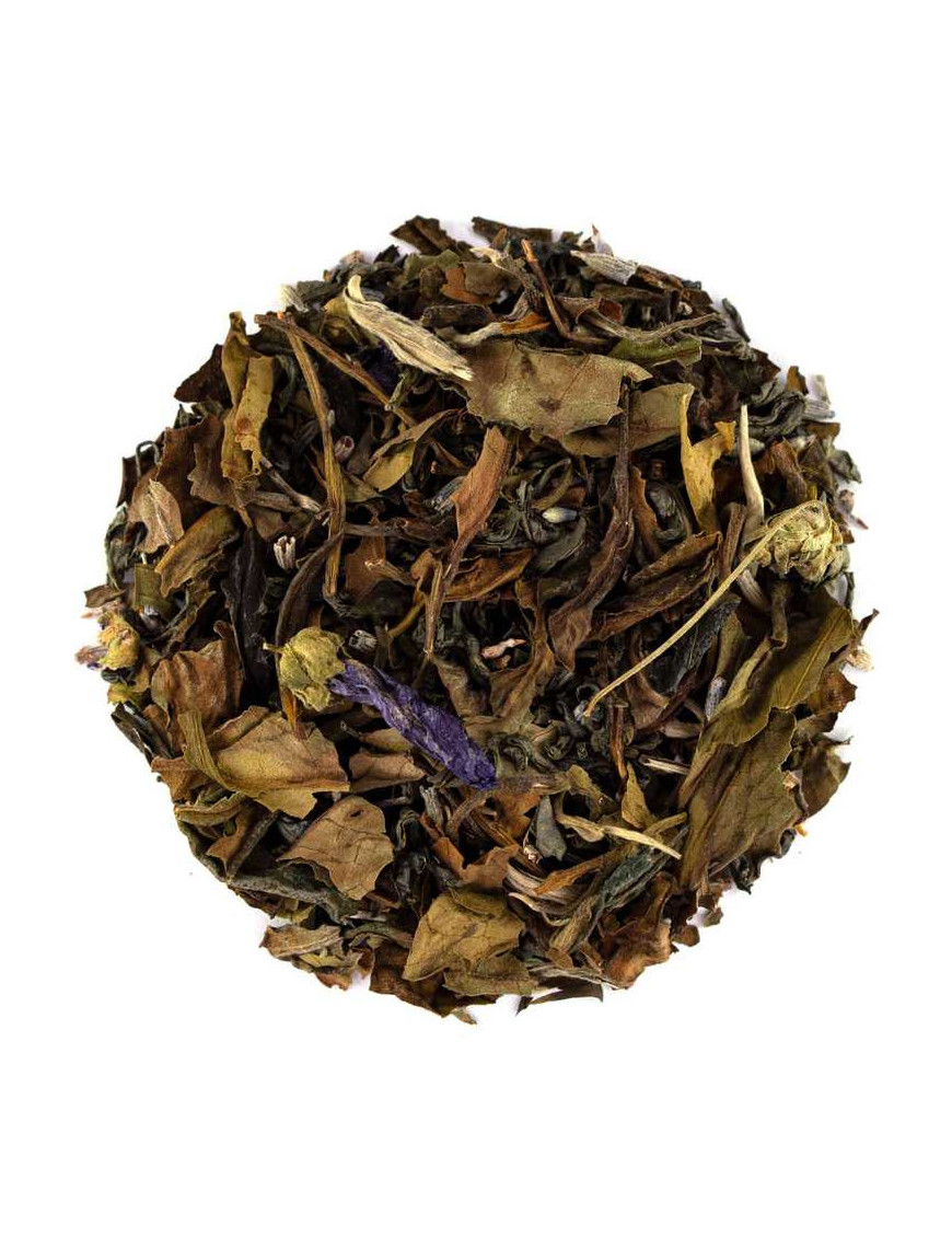 White organic loose leaf tea purple relax